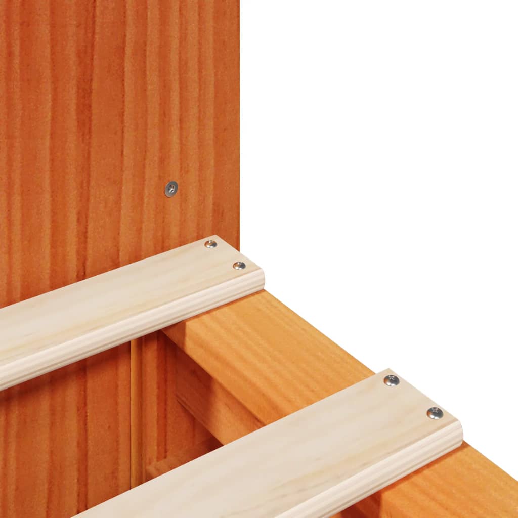 Seng med bokhylle uten madrass voksbrun 120x200 cm heltre