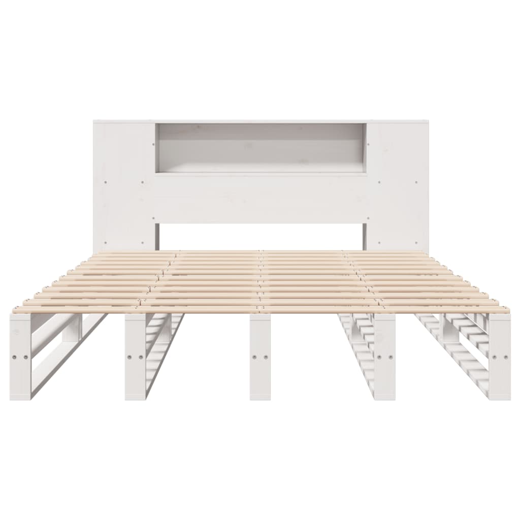 Seng med bokhylle uten madrass hvit 140x200 cm heltre