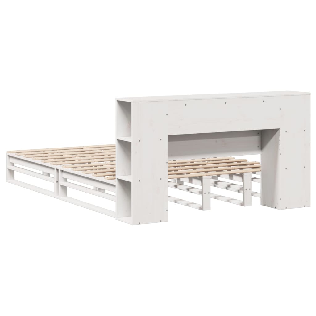 Seng med bokhylle uten madrass hvit 140x200 cm heltre