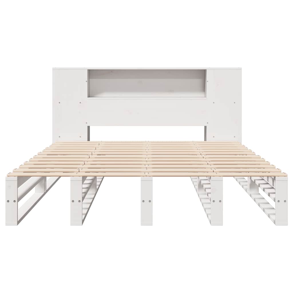 Seng med bokhylle uten madrass hvit 150x200 cm heltre
