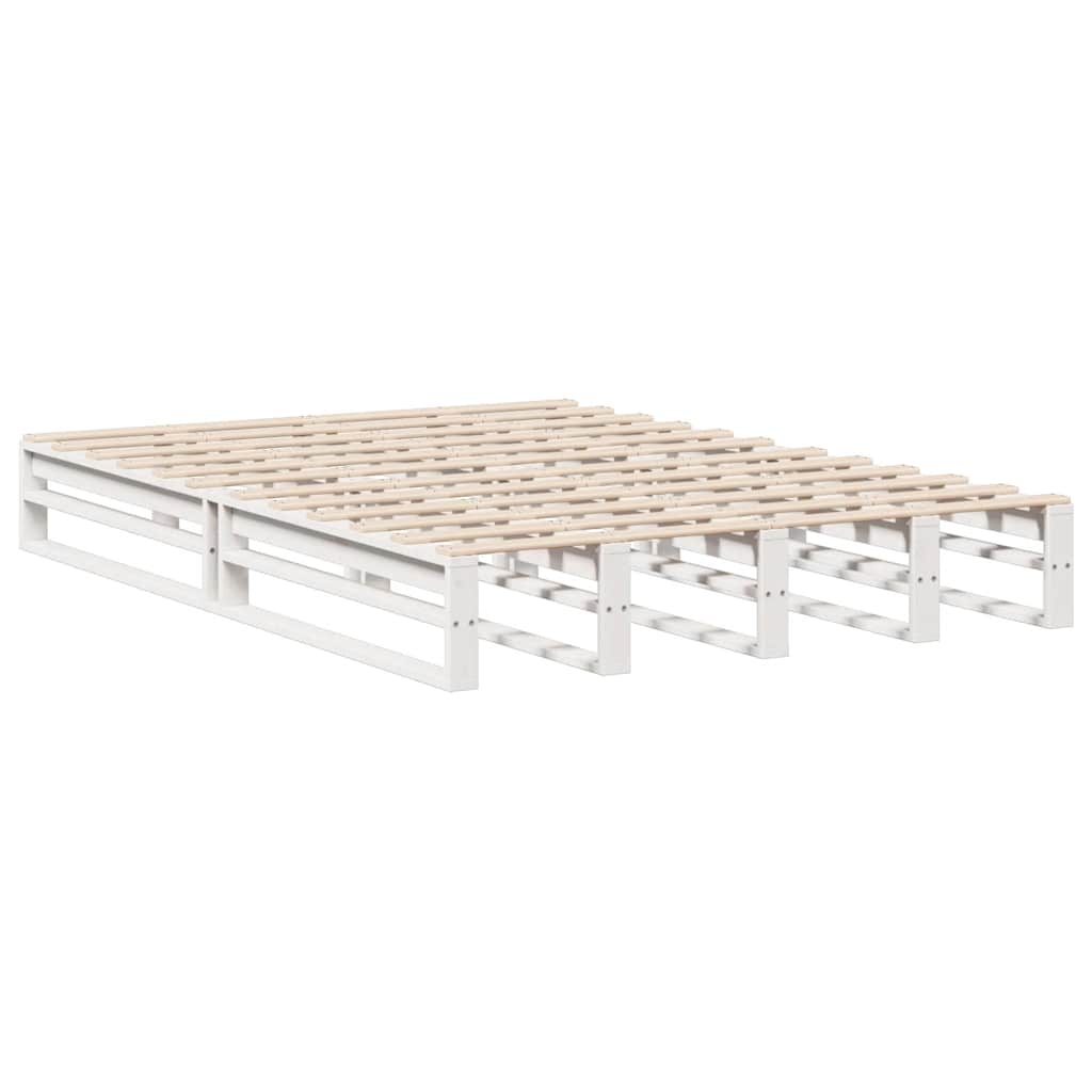 Seng med bokhylle uten madrass hvit 150x200 cm heltre