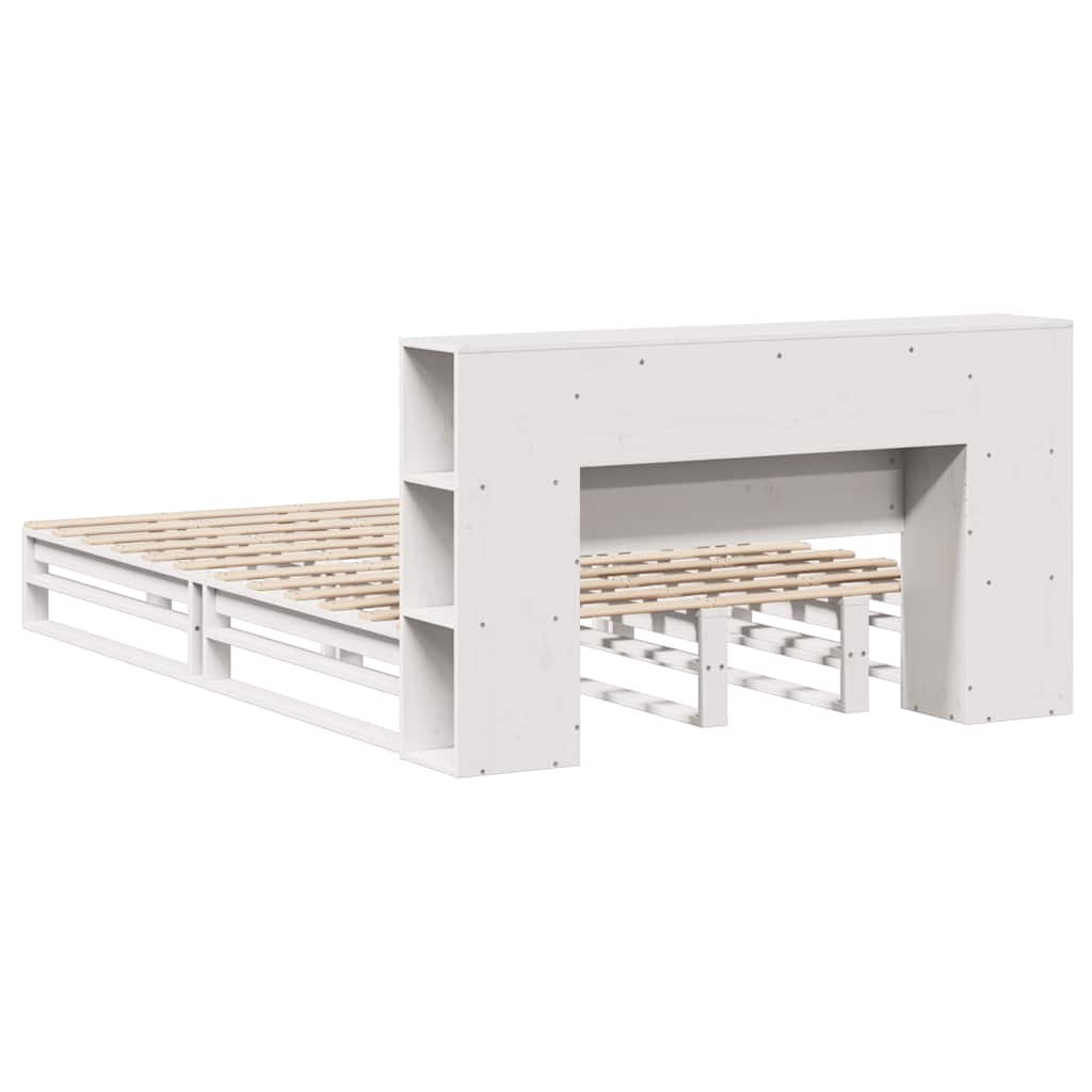 Seng med bokhylle uten madrass hvit 150x200 cm heltre