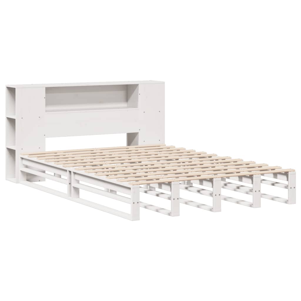 Seng med bokhylle uten madrass hvit 160x200 cm heltre
