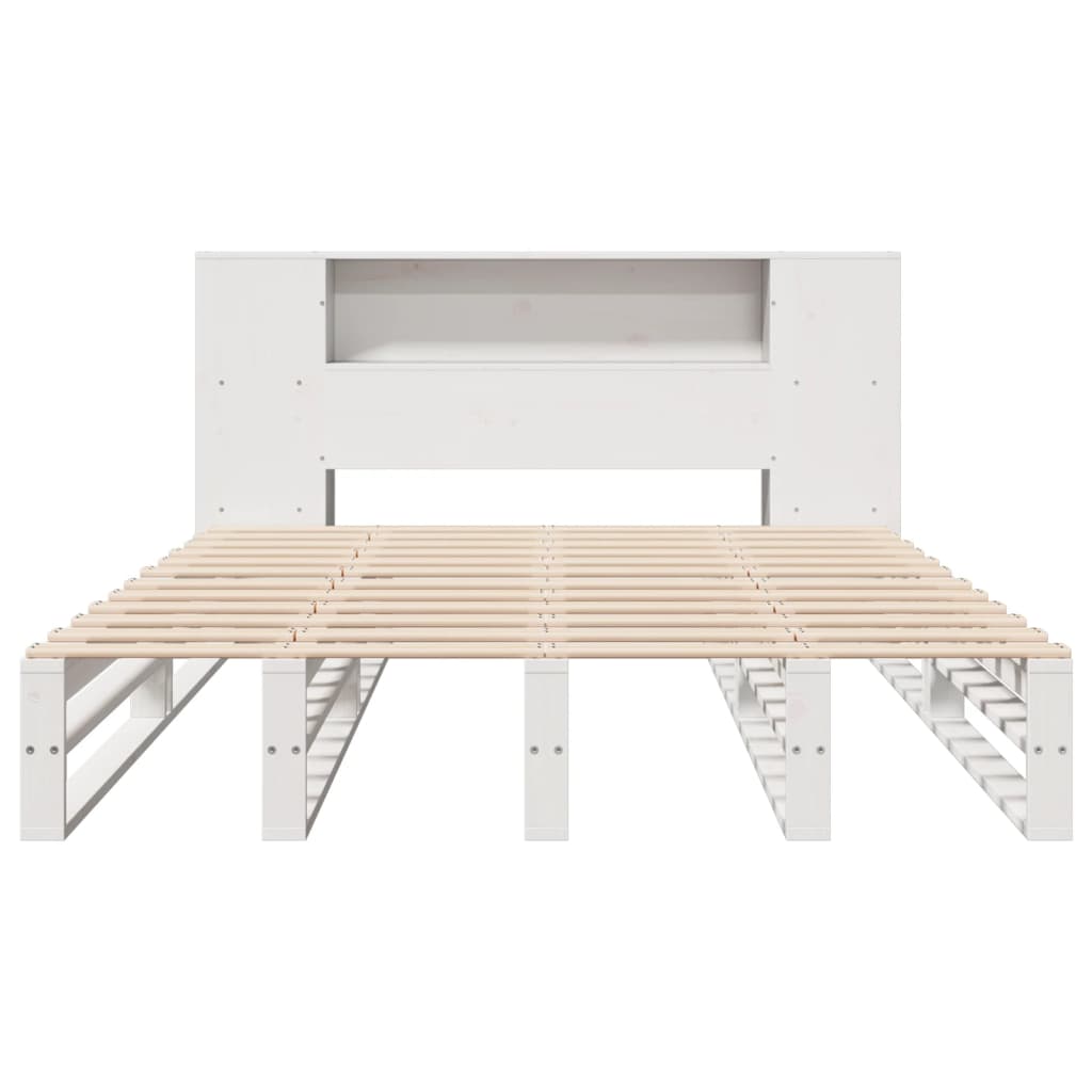 Seng med bokhylle uten madrass hvit 160x200 cm heltre