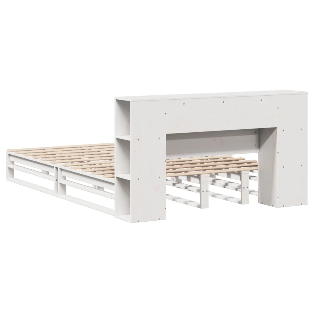 Seng med bokhylle uten madrass hvit 120x190 cm heltre