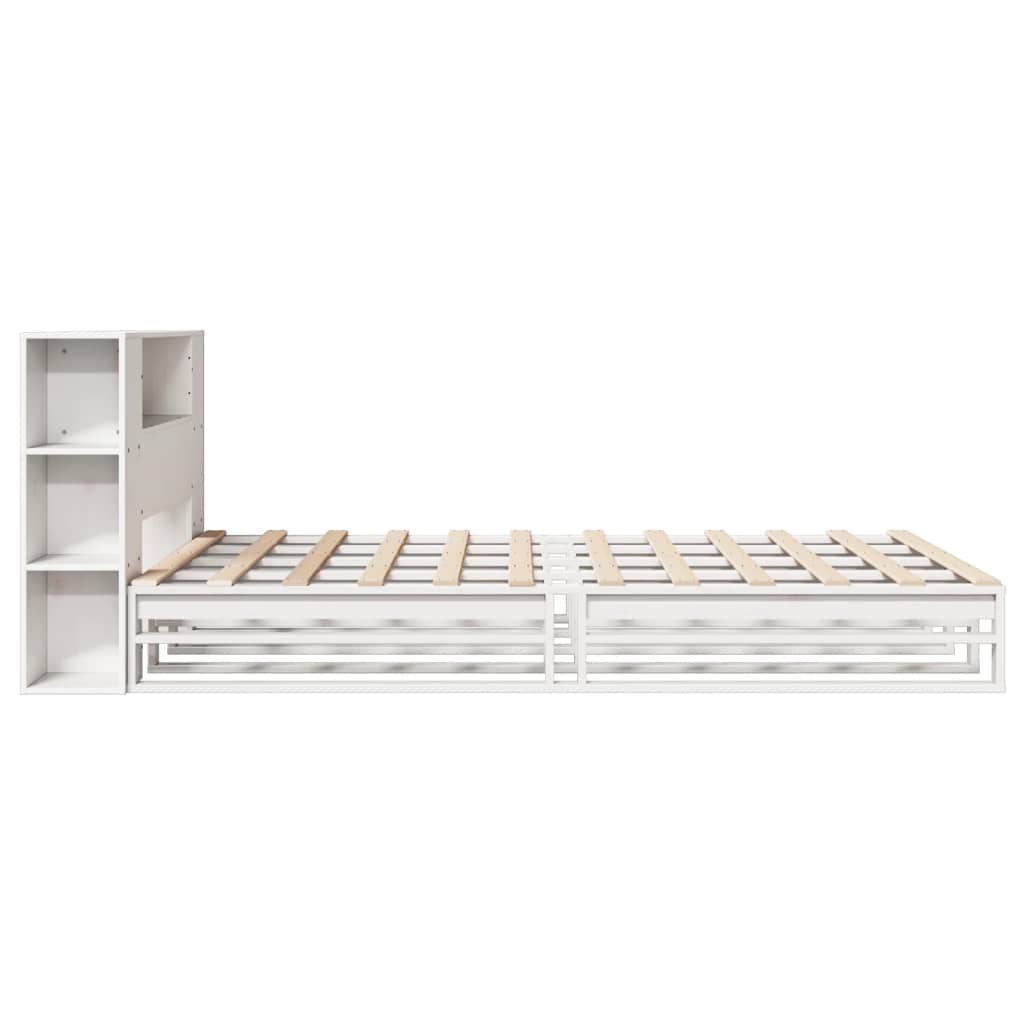 Seng med bokhylle uten madrass hvit 140x190 cm heltre