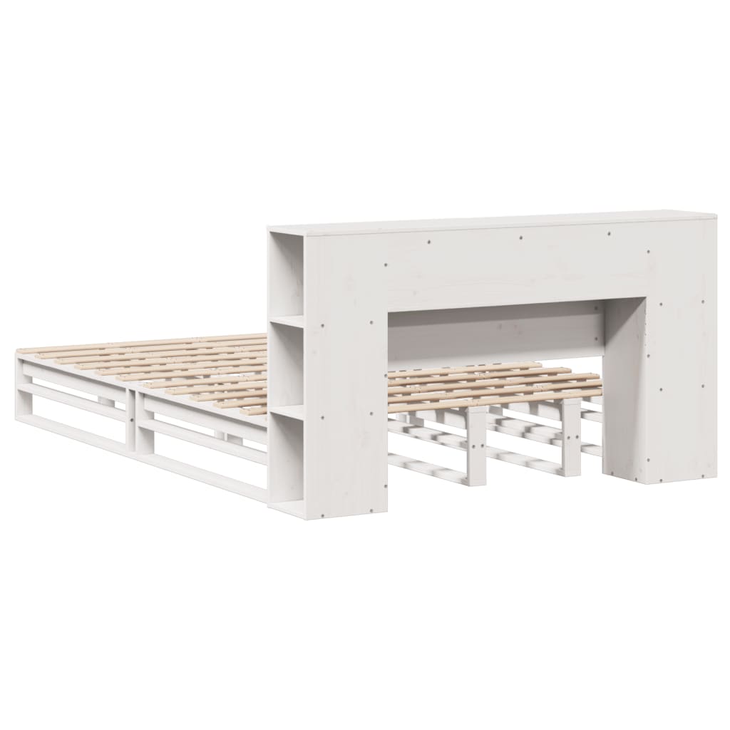 Seng med bokhylle uten madrass hvit 140x190 cm heltre