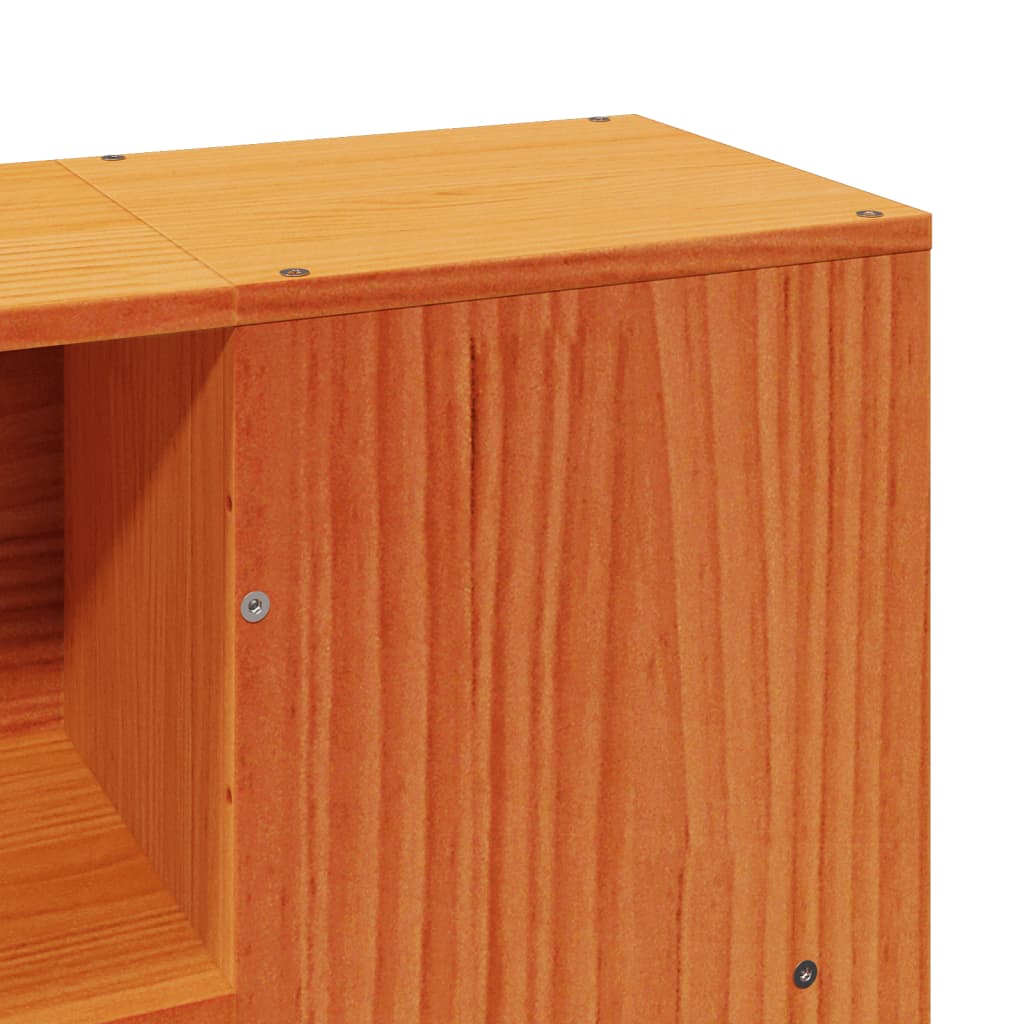 Seng med bokhylle uten madrass voksbrun 140x190 cm heltre