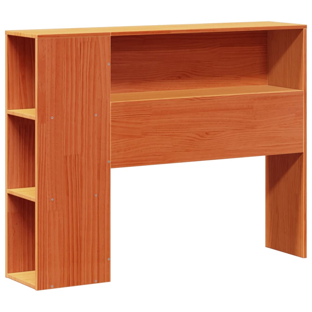 Seng med bokhylle uten madrass voksbrun 100x200 cm heltre