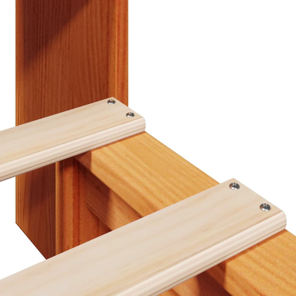 Seng med bokhylle uten madrass voksbrun 100x200 cm heltre