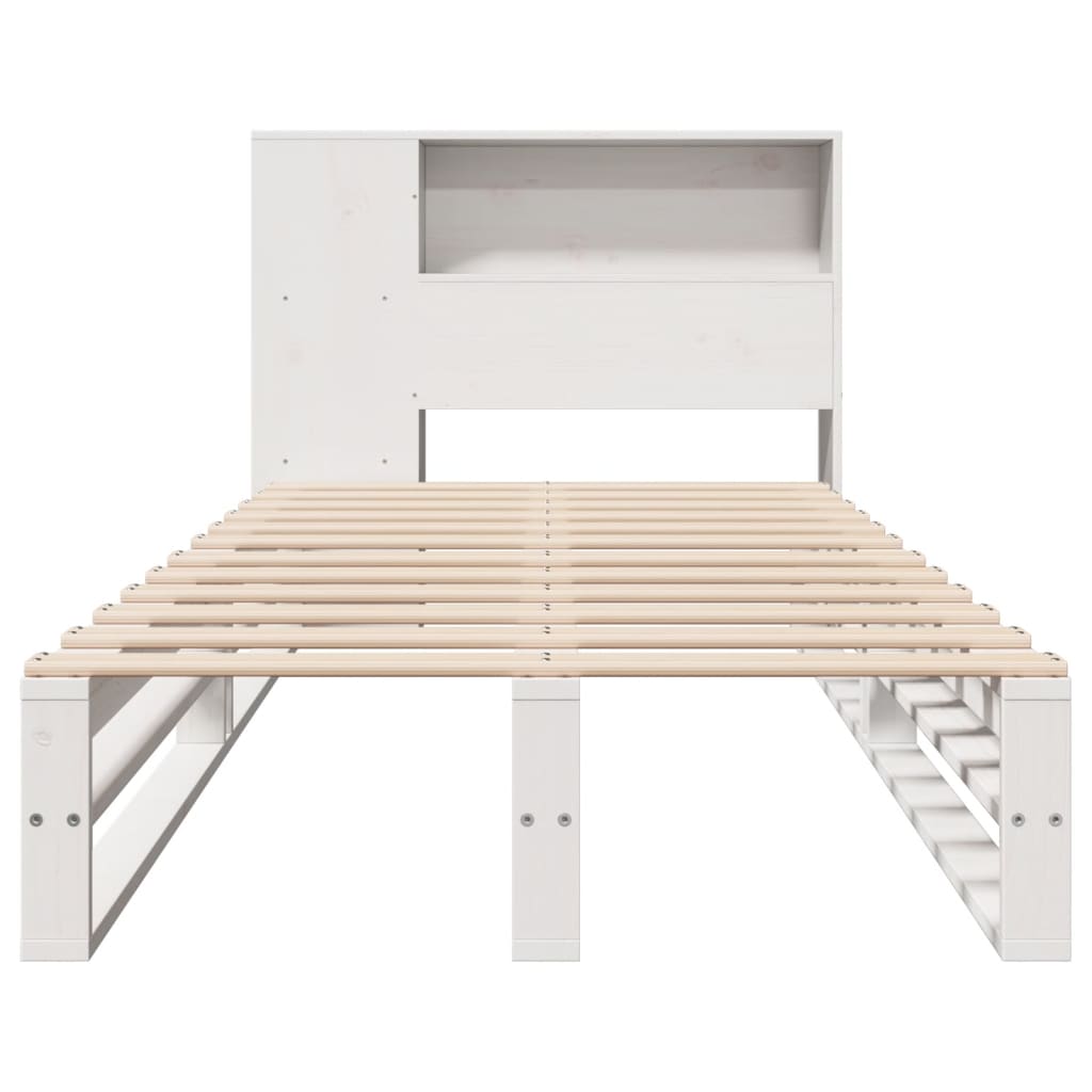 Seng med bokhylle uten madrass hvit 75x190 cm heltre