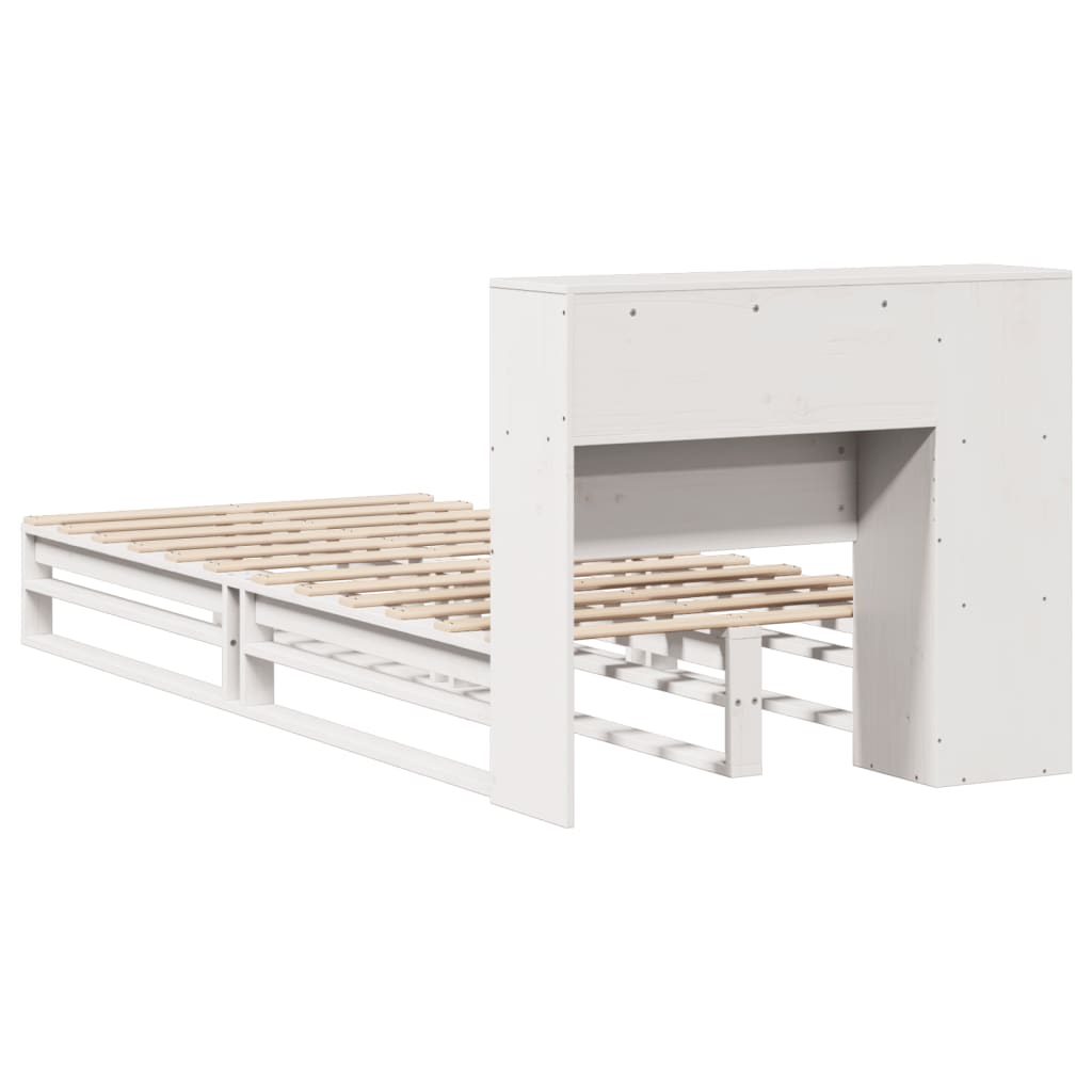 Seng med bokhylle uten madrass hvit 75x190 cm heltre