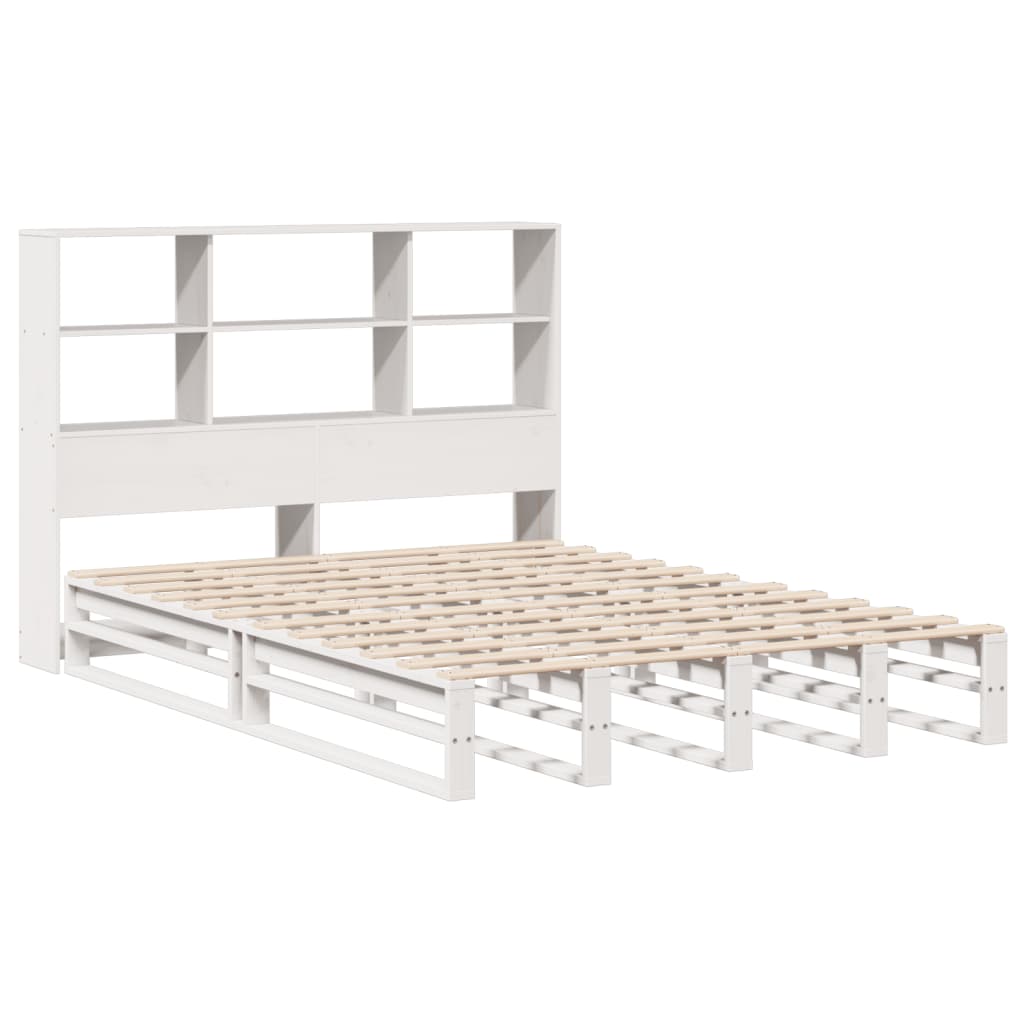 Seng med bokhylle uten madrass hvit 160x200 cm heltre