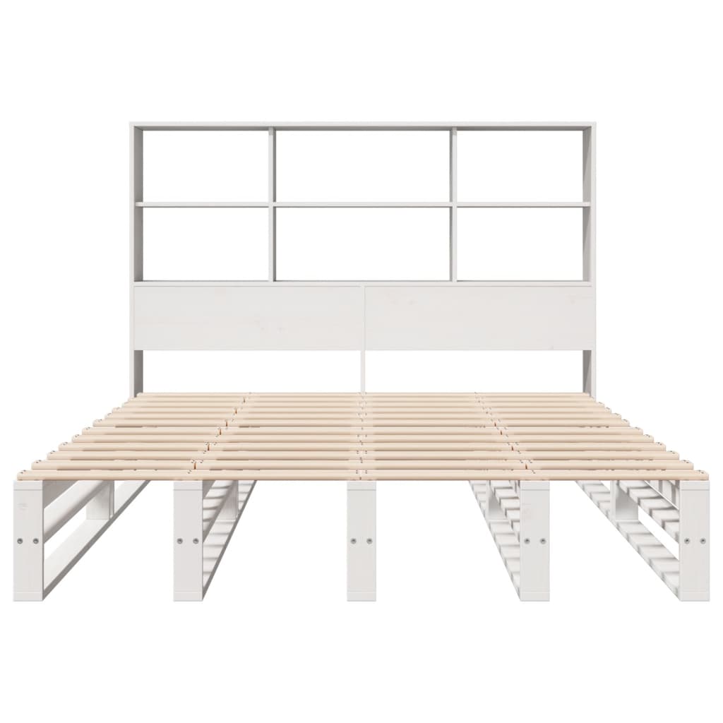 Seng med bokhylle uten madrass hvit 160x200 cm heltre