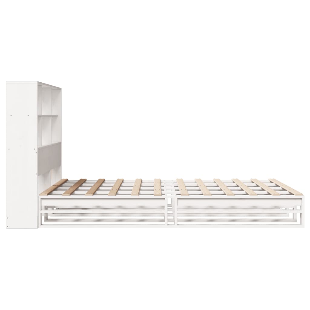 Seng med bokhylle uten madrass hvit 160x200 cm heltre