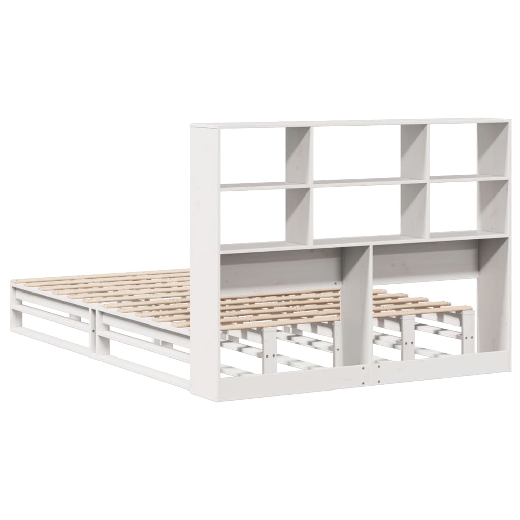 Seng med bokhylle uten madrass hvit 160x200 cm heltre