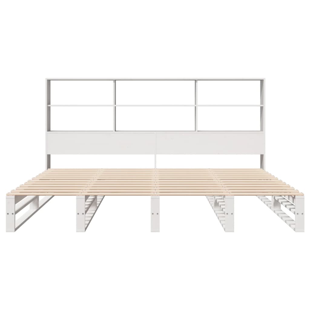 Seng med bokhylle uten madrass hvit 180x200 cm heltre