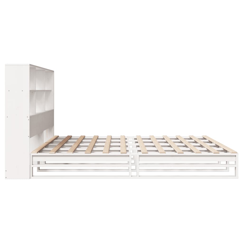 Seng med bokhylle uten madrass hvit 180x200 cm heltre