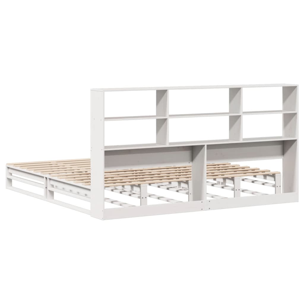 Seng med bokhylle uten madrass hvit 180x200 cm heltre