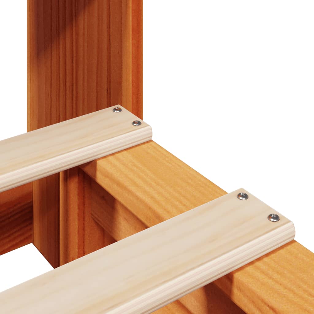 Seng med bokhylle uten madrass voksbrun 75x190 cm heltre