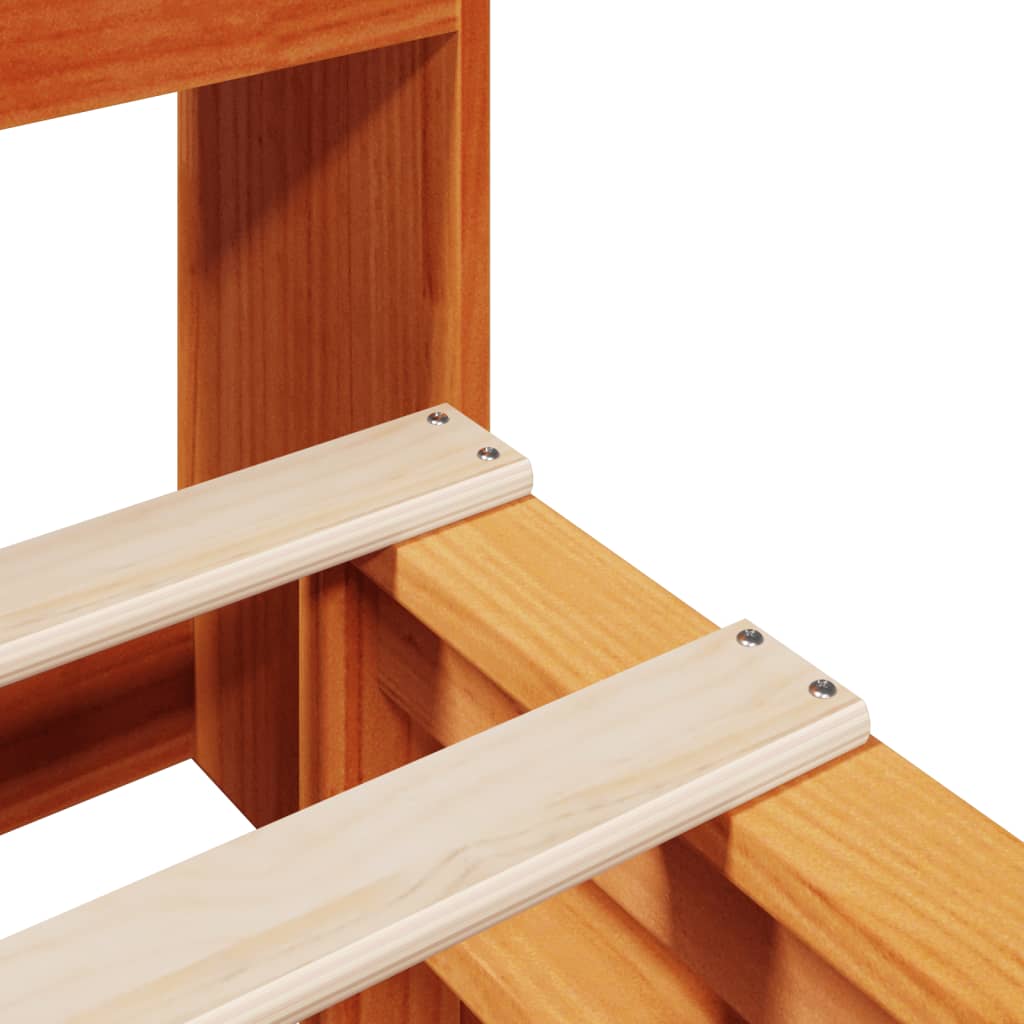 Seng med bokhylle uten madrass voksbrun 120x190 cm heltre