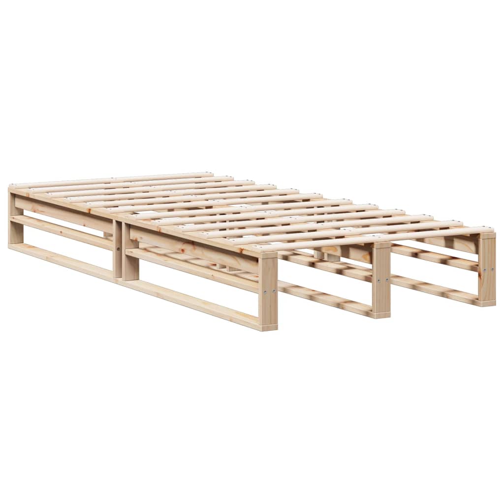 Seng med bokhylle uten madrass 90x200 cm heltre furu