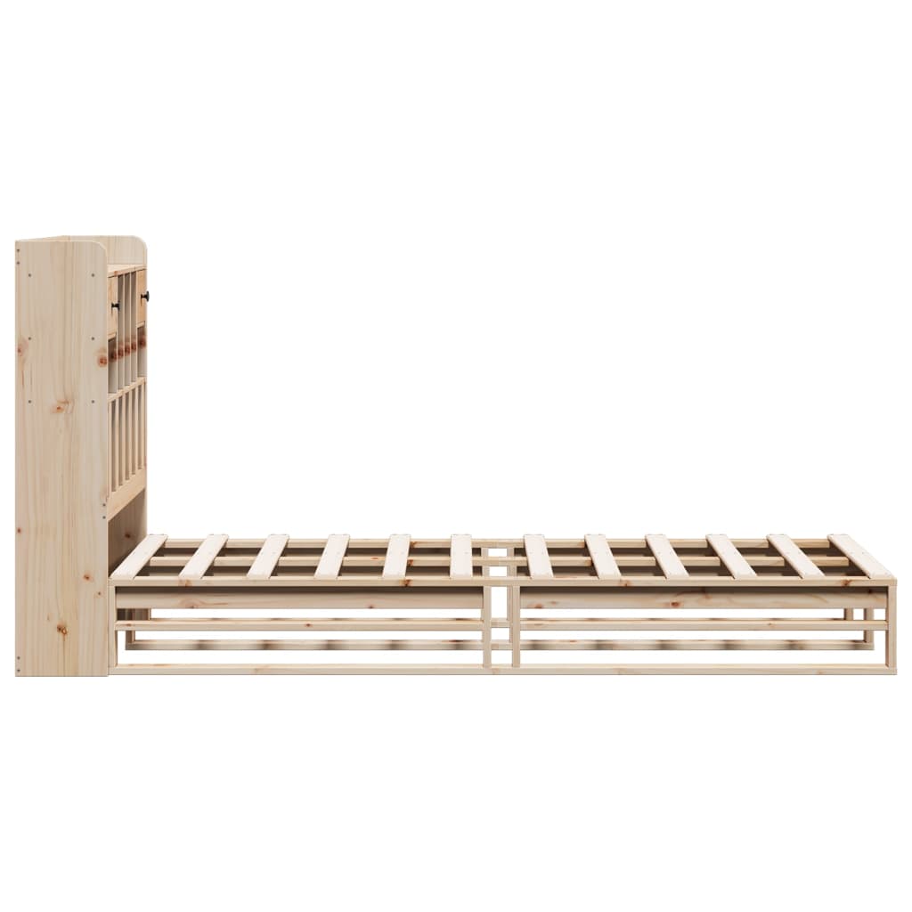 Seng med bokhylle uten madrass 90x200 cm heltre furu