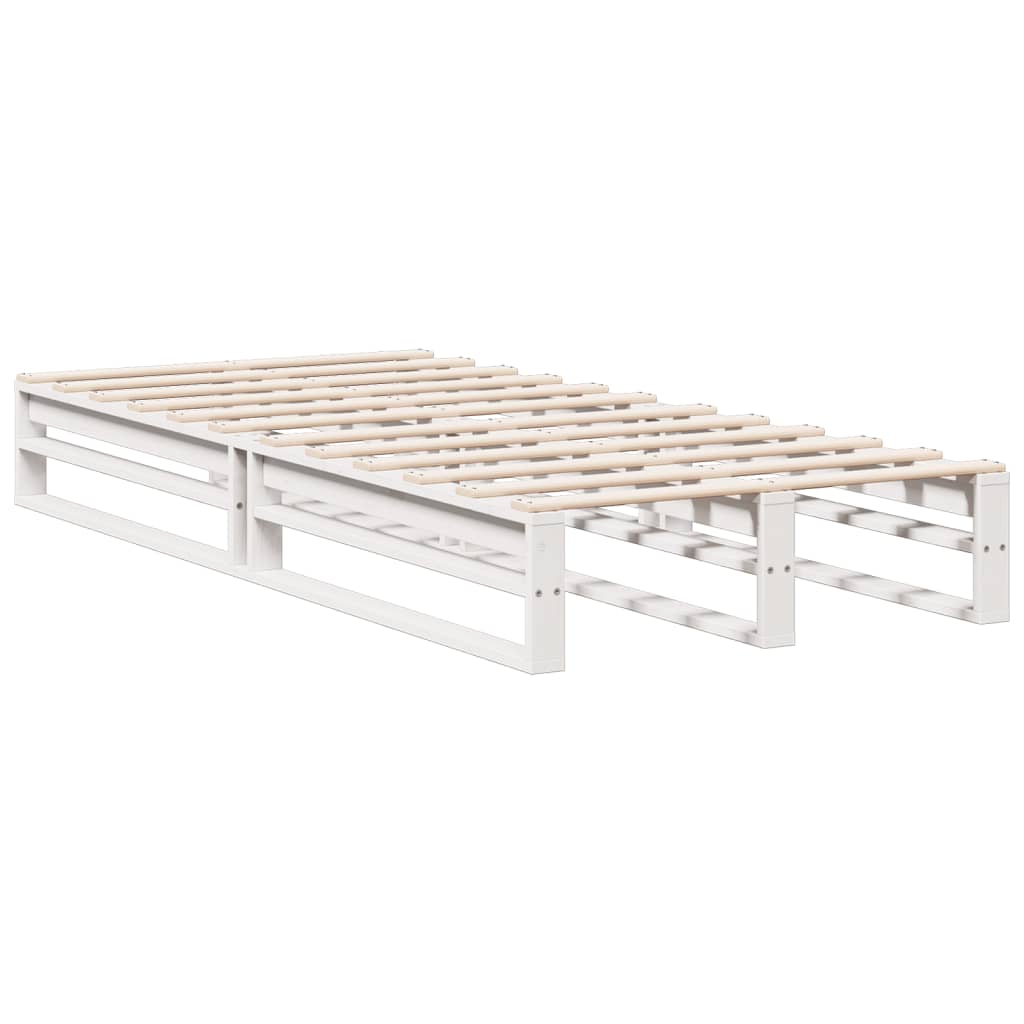 Seng med bokhylle uten madrass hvit 90x200 cm heltre furu
