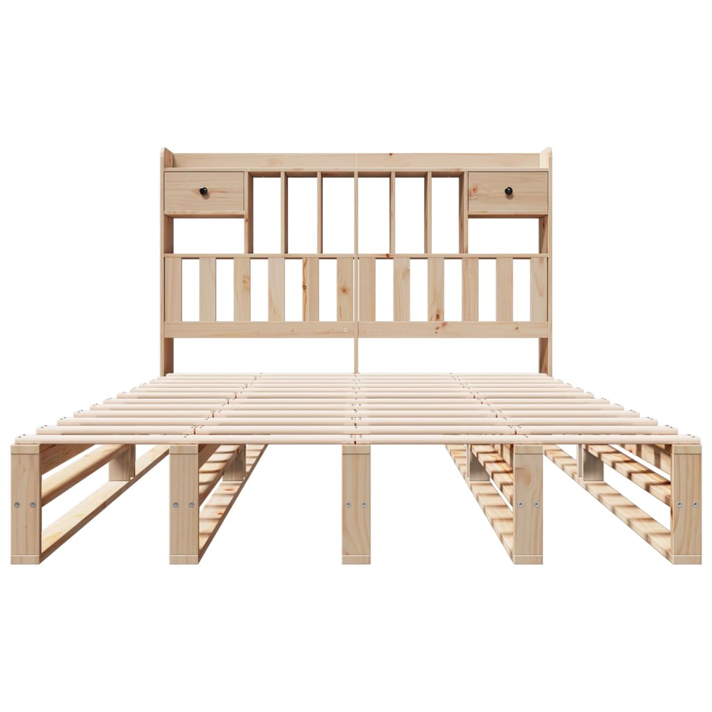 Seng med bokhylle uten madrass 150x200 cm heltre furu