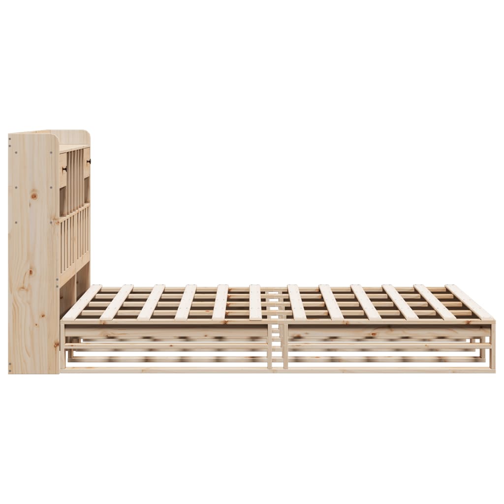 Seng med bokhylle uten madrass 150x200 cm heltre furu