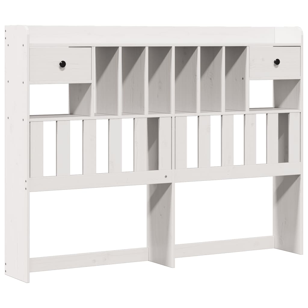 Seng med bokhylle uten madrass hvit 150x200 cm heltre furu