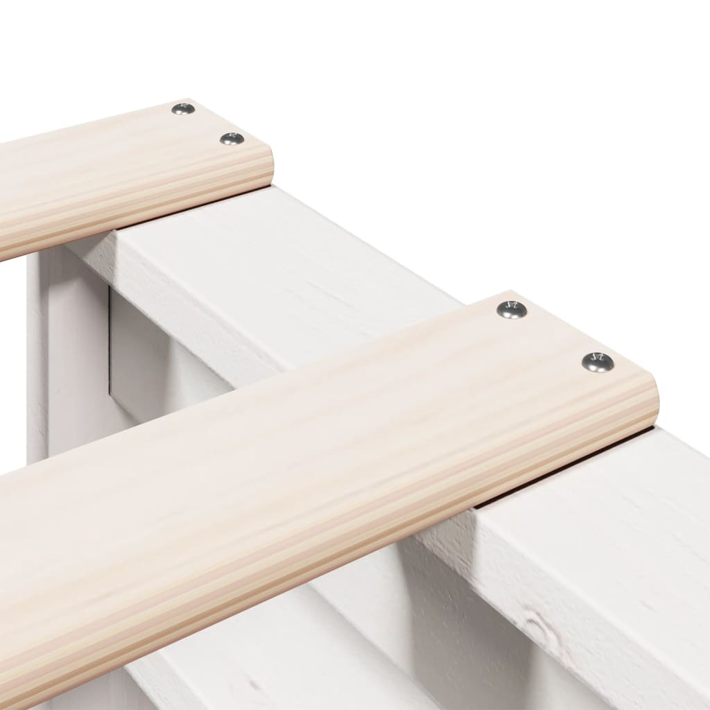 Seng med bokhylle uten madrass hvit 160x200 cm heltre furu