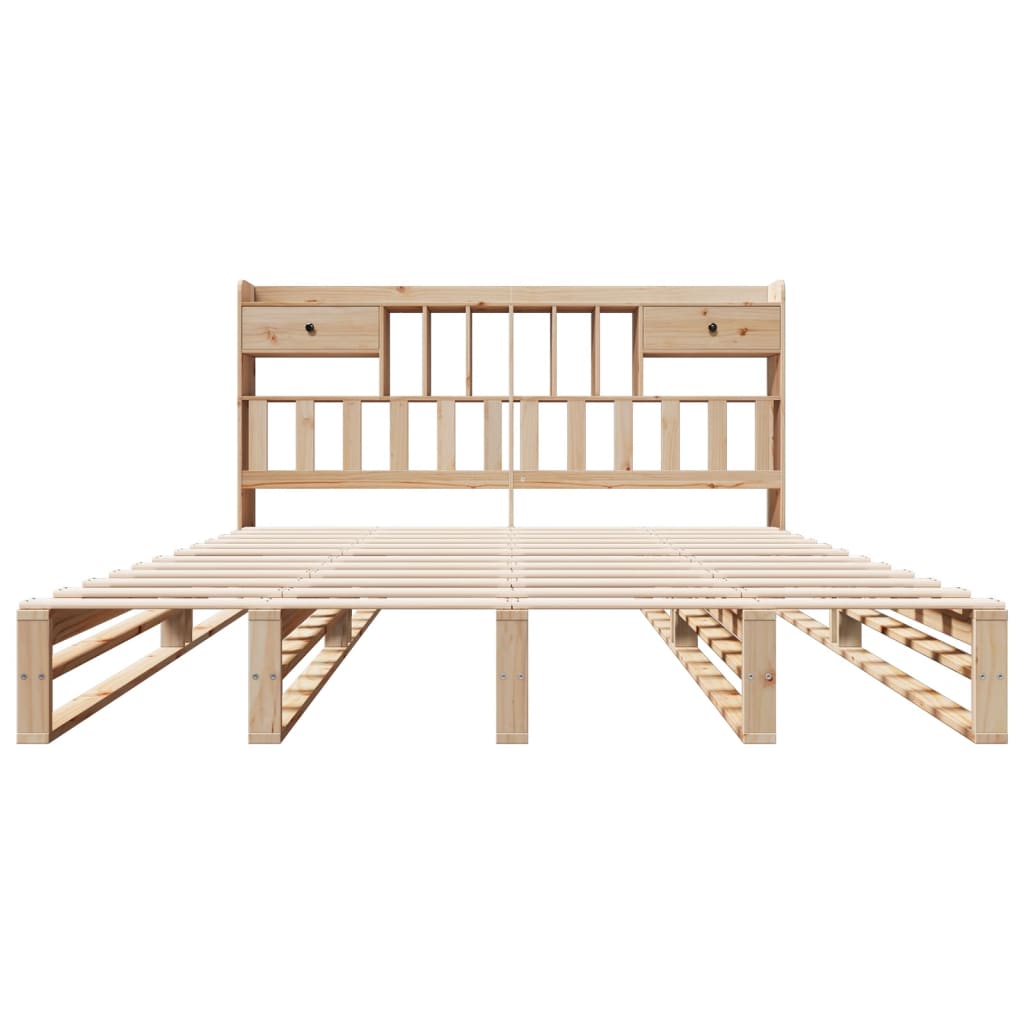 Seng med bokhylle uten madrass 180x200 cm heltre furu