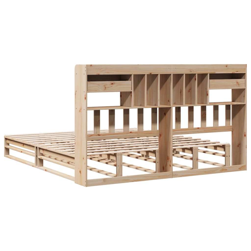 Seng med bokhylle uten madrass 180x200 cm heltre furu