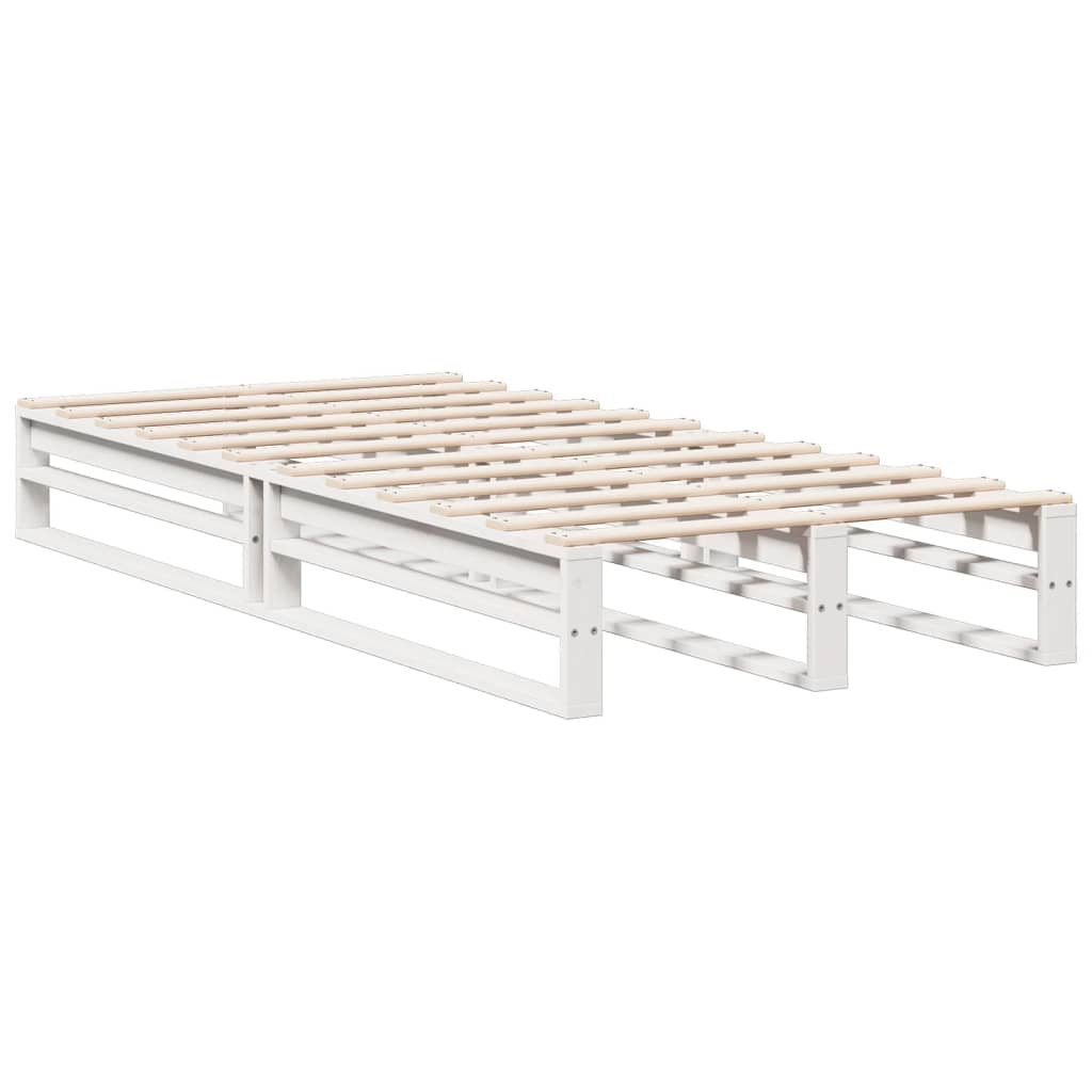 Seng med bokhylle uten madrass hvit 75x190 cm heltre furu
