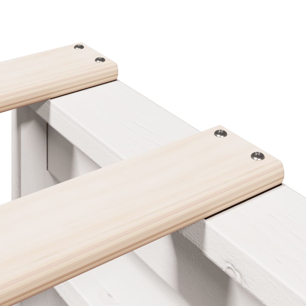 Seng med bokhylle uten madrass hvit 75x190 cm heltre furu