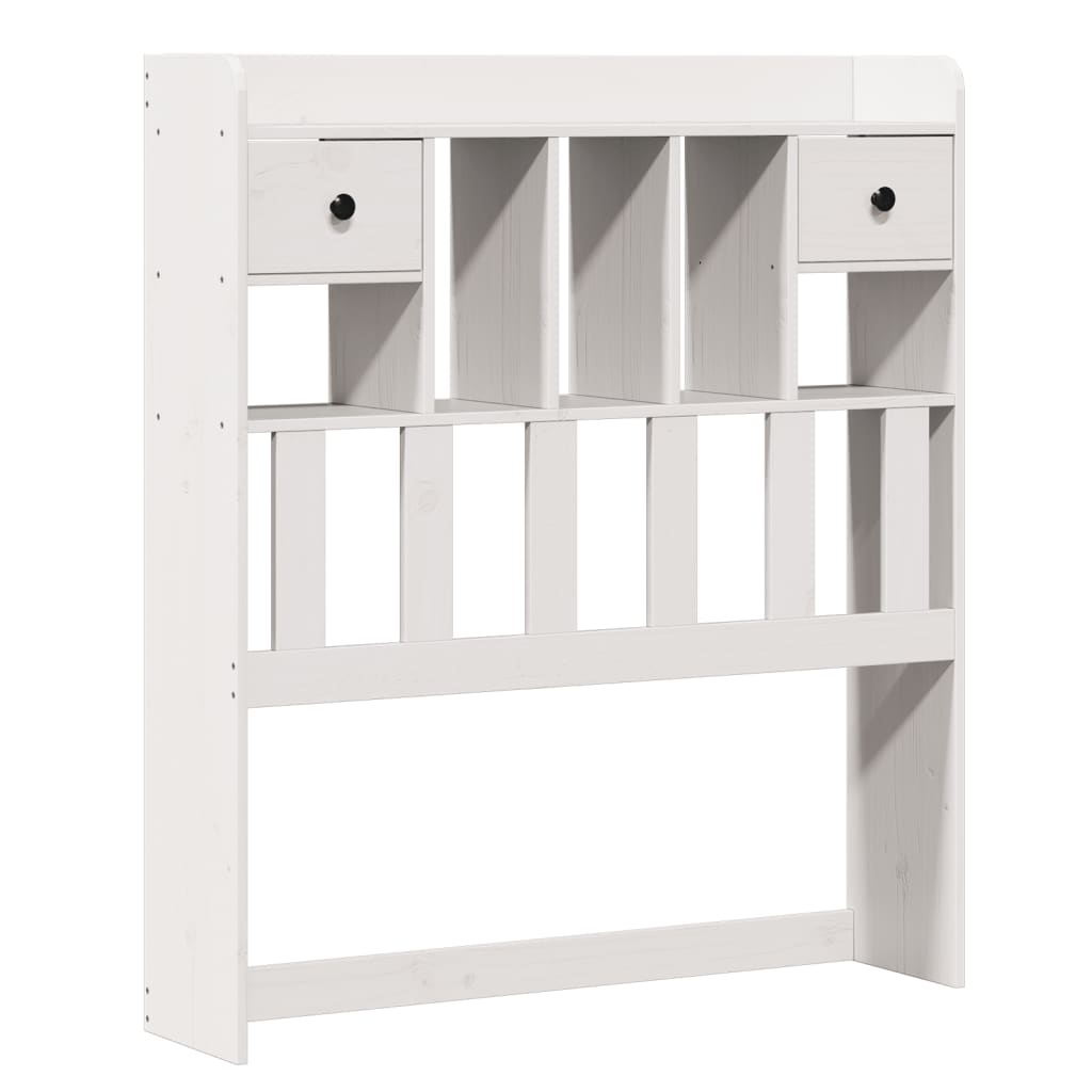 Seng med bokhylle uten madrass hvit 90x190 cm heltre furu