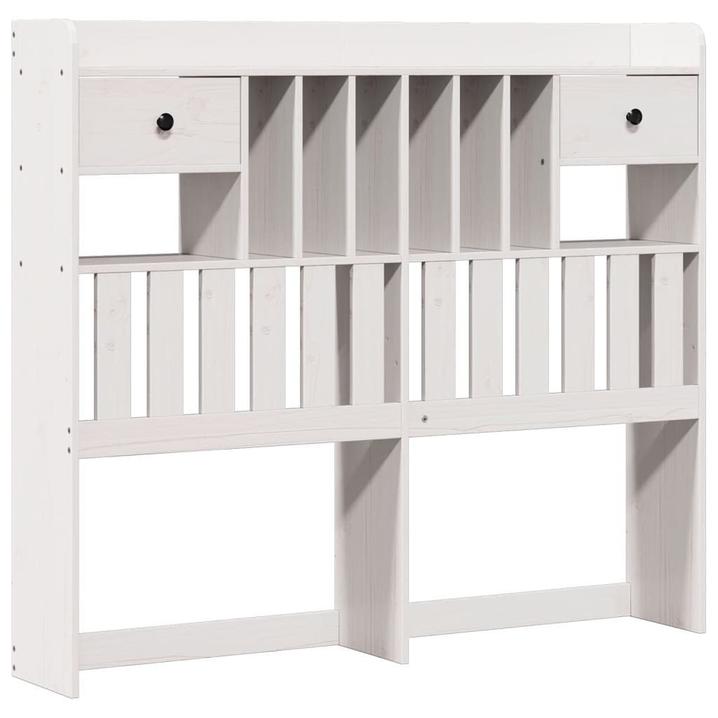Seng med bokhylle uten madrass hvit 135x190 cm heltre furu