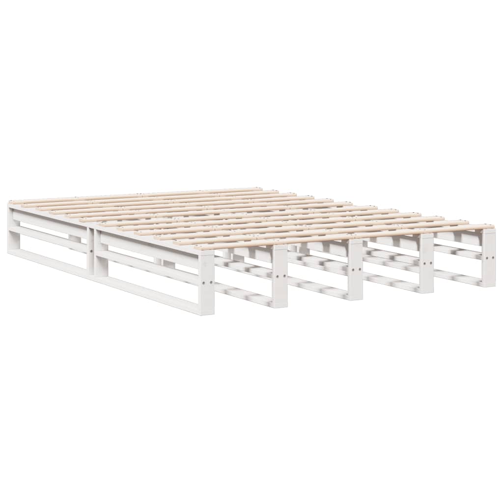 Seng med bokhylle uten madrass hvit 140x190 cm heltre furu