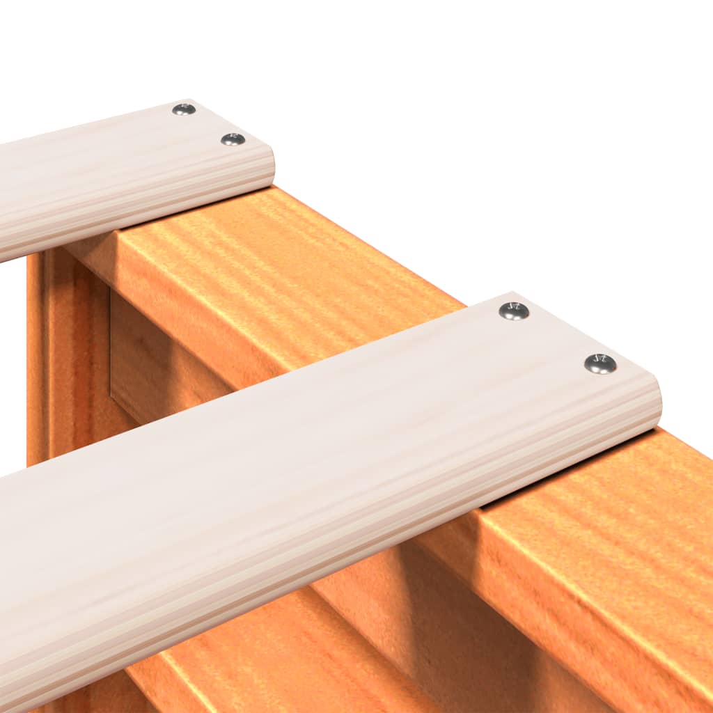 Seng med bokhylle uten madrass voksbrun 140x190 cm heltre furu