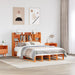 Seng med bokhylle uten madrass voksbrun 140x190 cm heltre furu