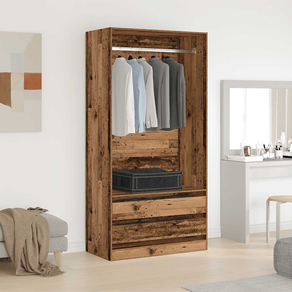 Garderobe gammelt tre 100x50x200 cm konstruert tre