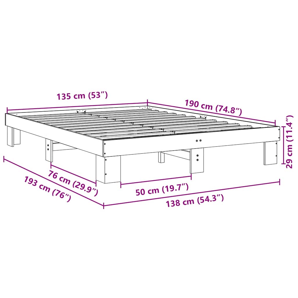 Sengeramme uten madrass 135x190 cm heltre eik
