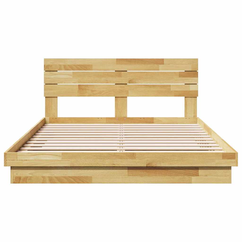 Sengeramme med sengegavl uten madrass 140x200 cm Heltre Eik