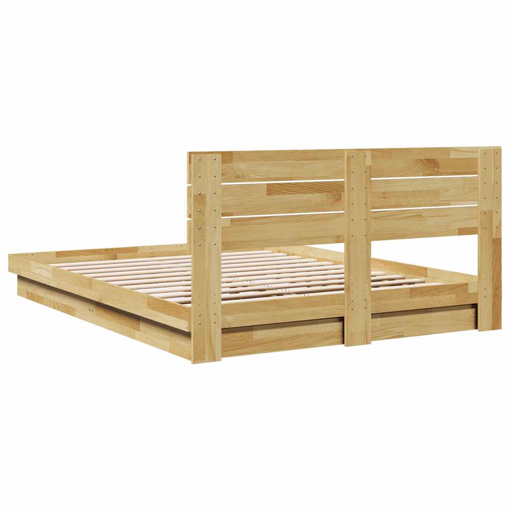 Sengeramme med sengegavl uten madrass 140x200 cm Heltre Eik