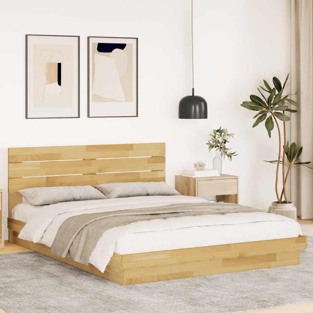 Sengeramme med sengegavl uten madrass 140x200 cm Heltre Eik