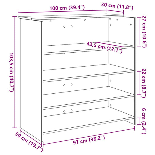 Resepsjonsdisk Sonoma eik 100x50x103,5 cm konstruert tre