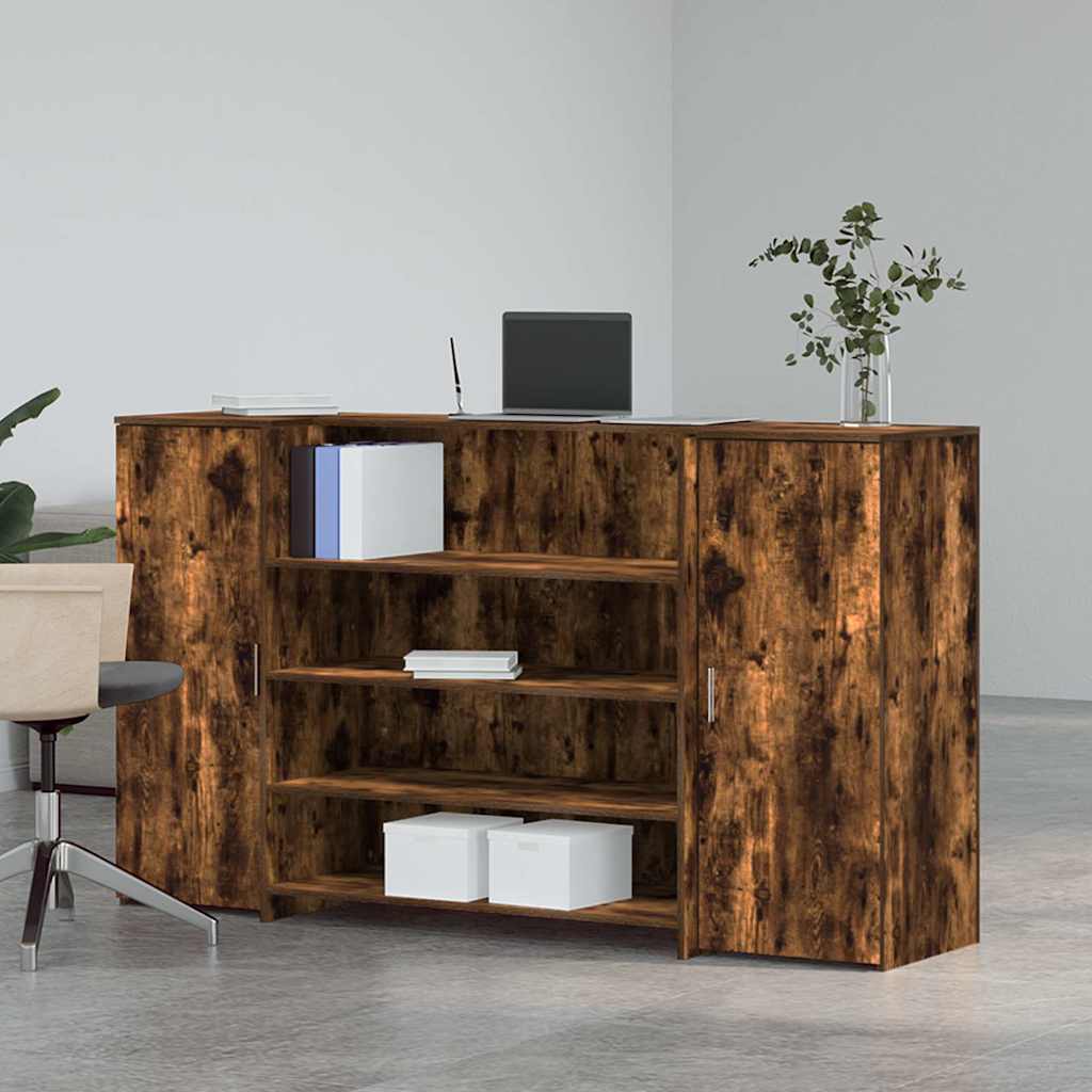 Resepsjonspult røkt eik 180x50x103,5 cm konstruert tre