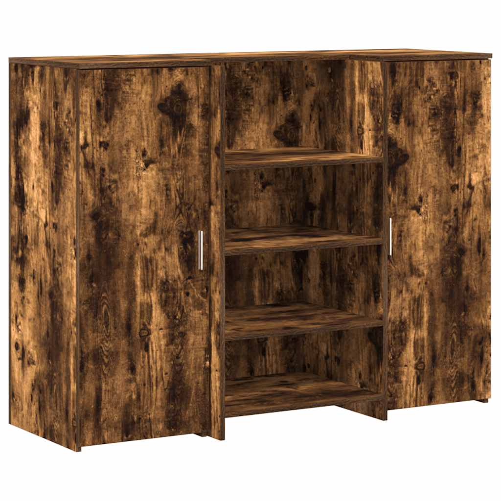 Resepsjonspult røkt eik 135x50x103,5 cm konstruert tre