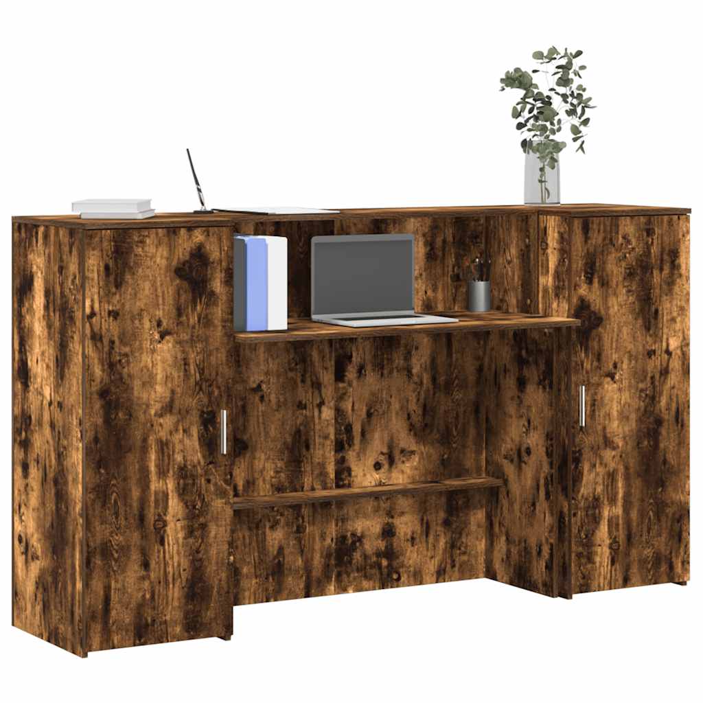 Resepsjonspult røkt eik 180x50x103,5 cm konstruert tre
